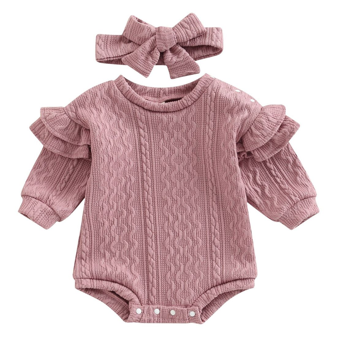 Bella Knitted Baby Girl Bodysuit | Purple