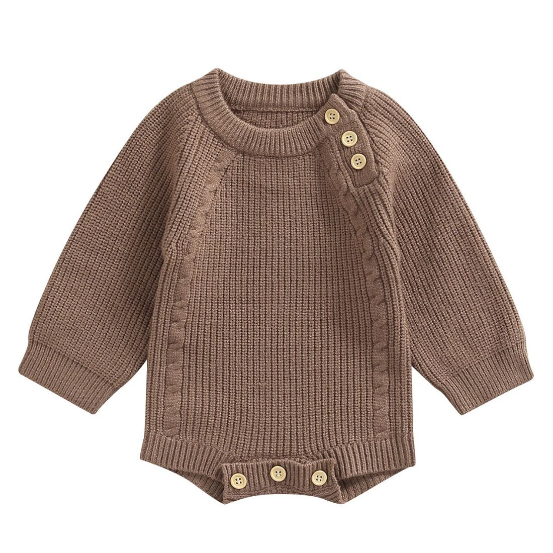 Brown Braid Knit Baby Boy Bodysuit