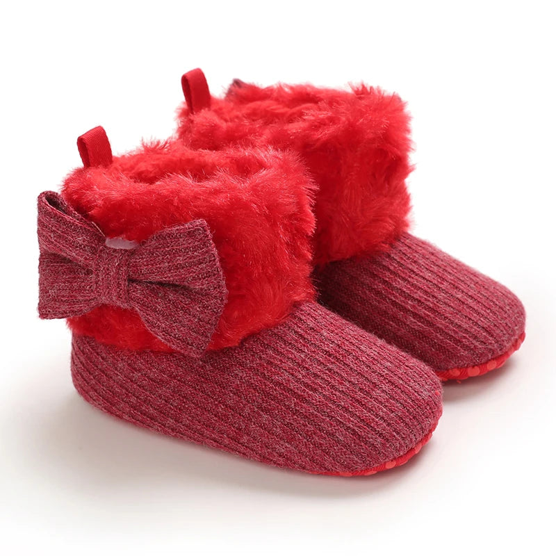Faux Fur Bow Baby Girl Boots