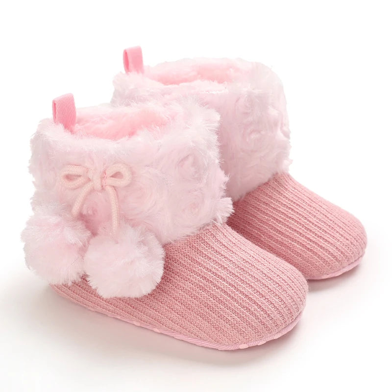 Fur Ball Soft Sole Baby Girl Shoes