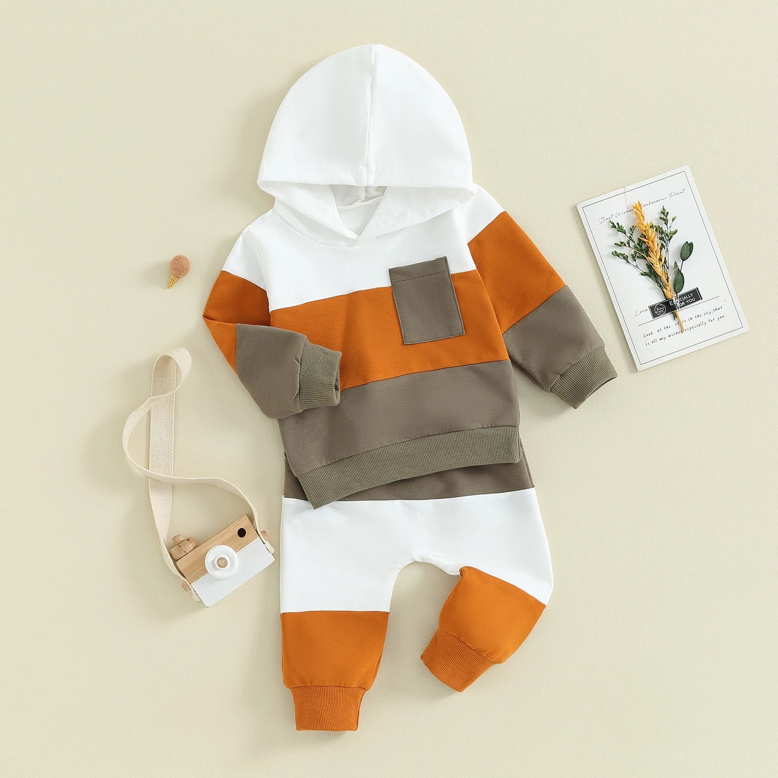 Geo Colour Block Hooded Baby Set