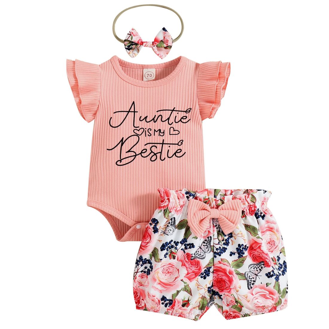 Auntie Is Bestie Baby Girl Bodysuit Set