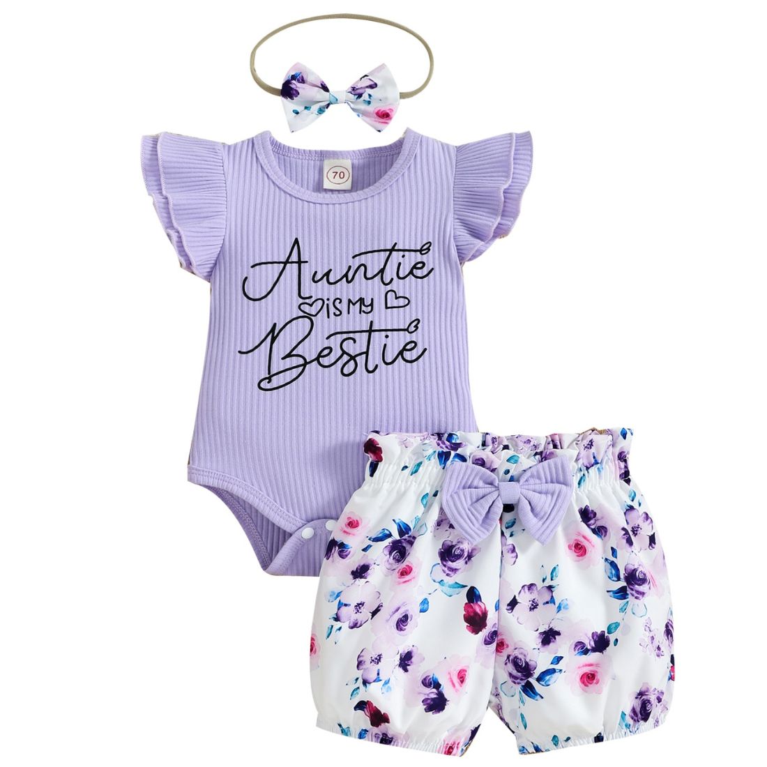 Auntie Is Bestie Baby Girl Bodysuit Set