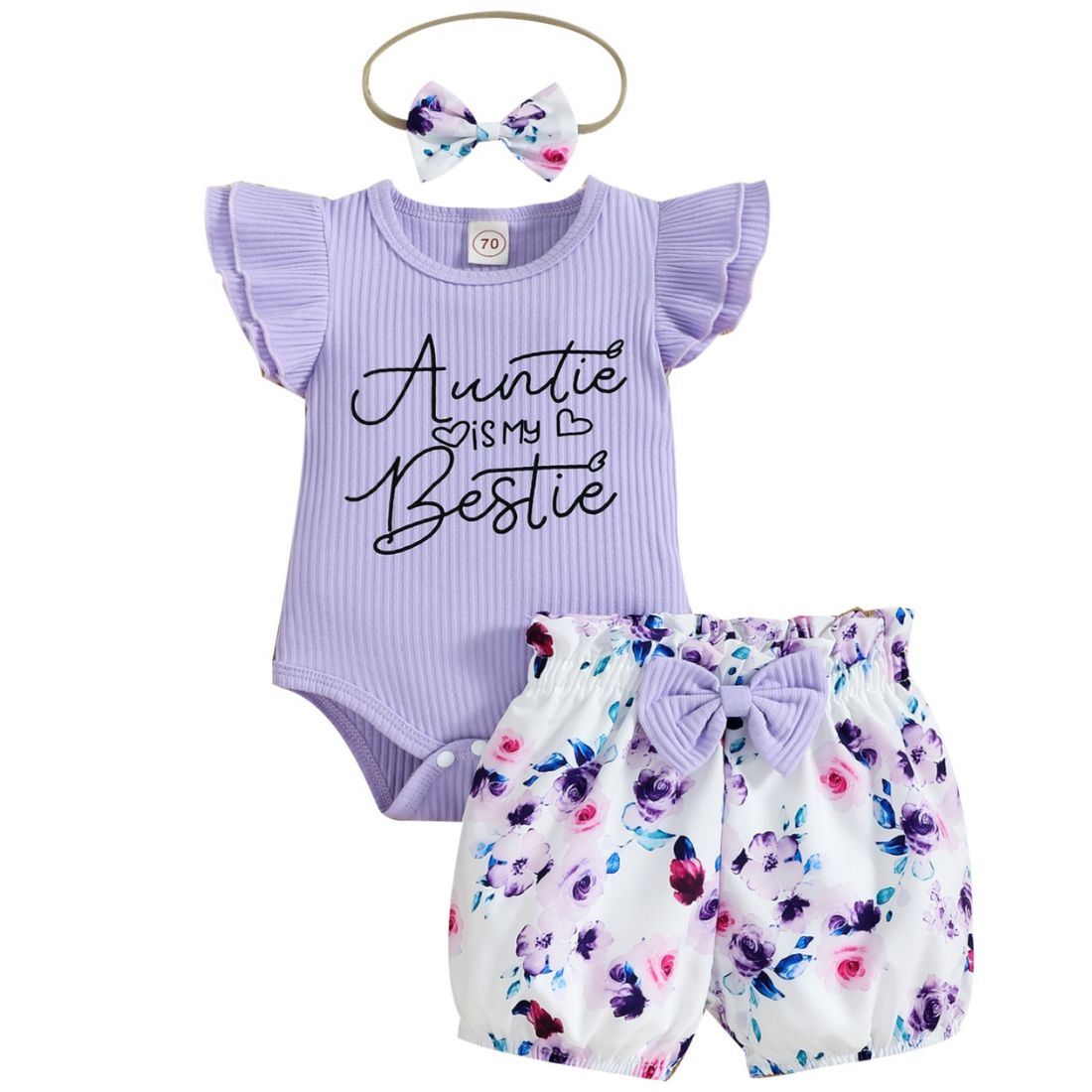 Baby Girl Auntie Is My Bestie Floral Set - My Trendy Youngsters | Buy on-trend and stylish Baby and Toddler Onesies and bodysuits @ My Trendy Youngsters - Dress your little one in Style @ My Trendy Youngsters 