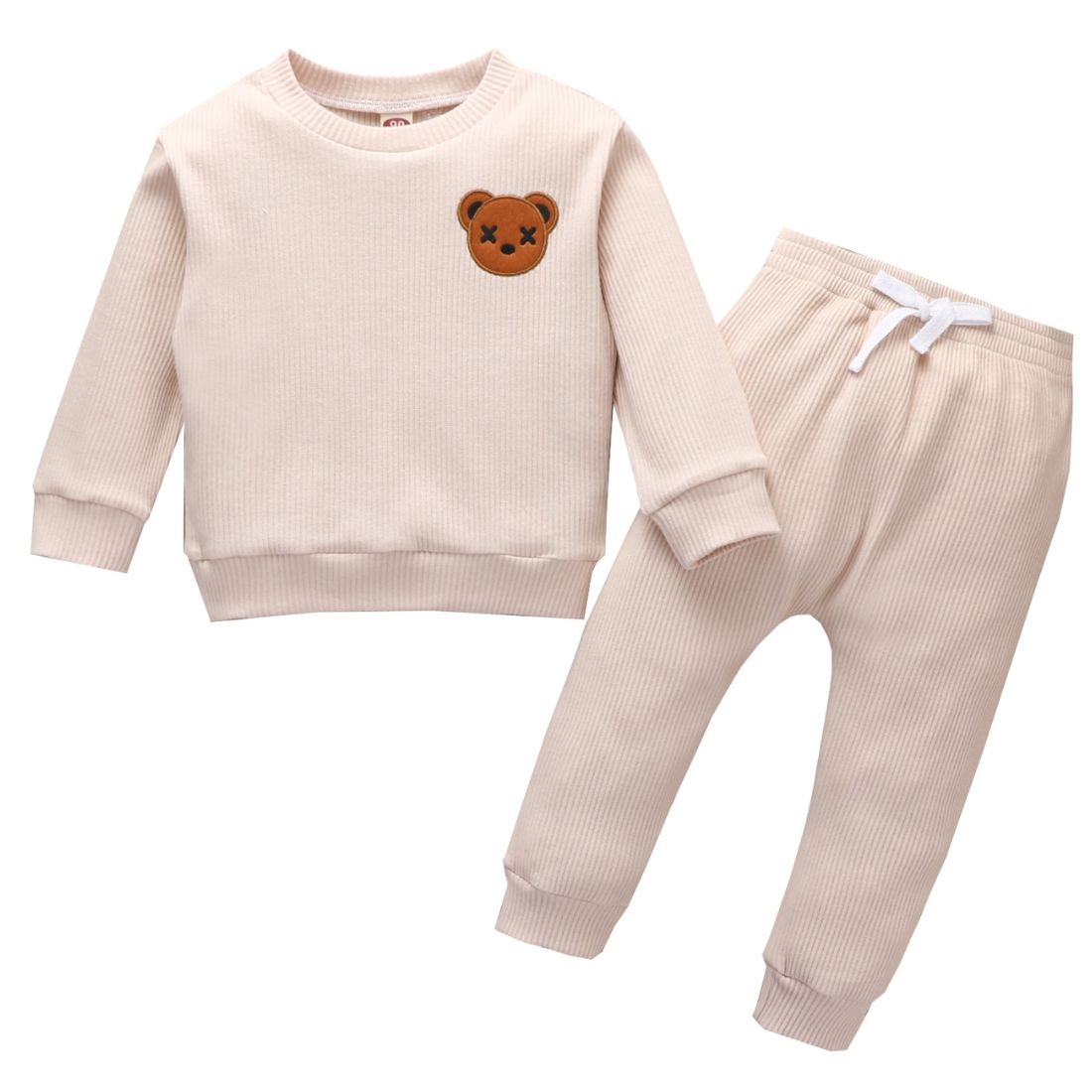 Bear Patch Toddler Clothing Set | Beige