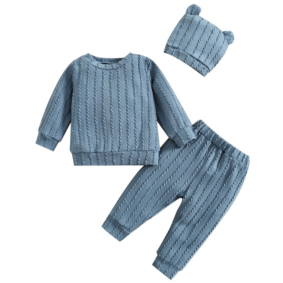 Blue Textured Braid Baby Clothing Set