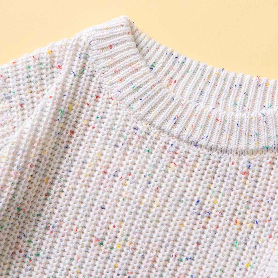 Beige Speckled Knit Baby Girl Bodysuit