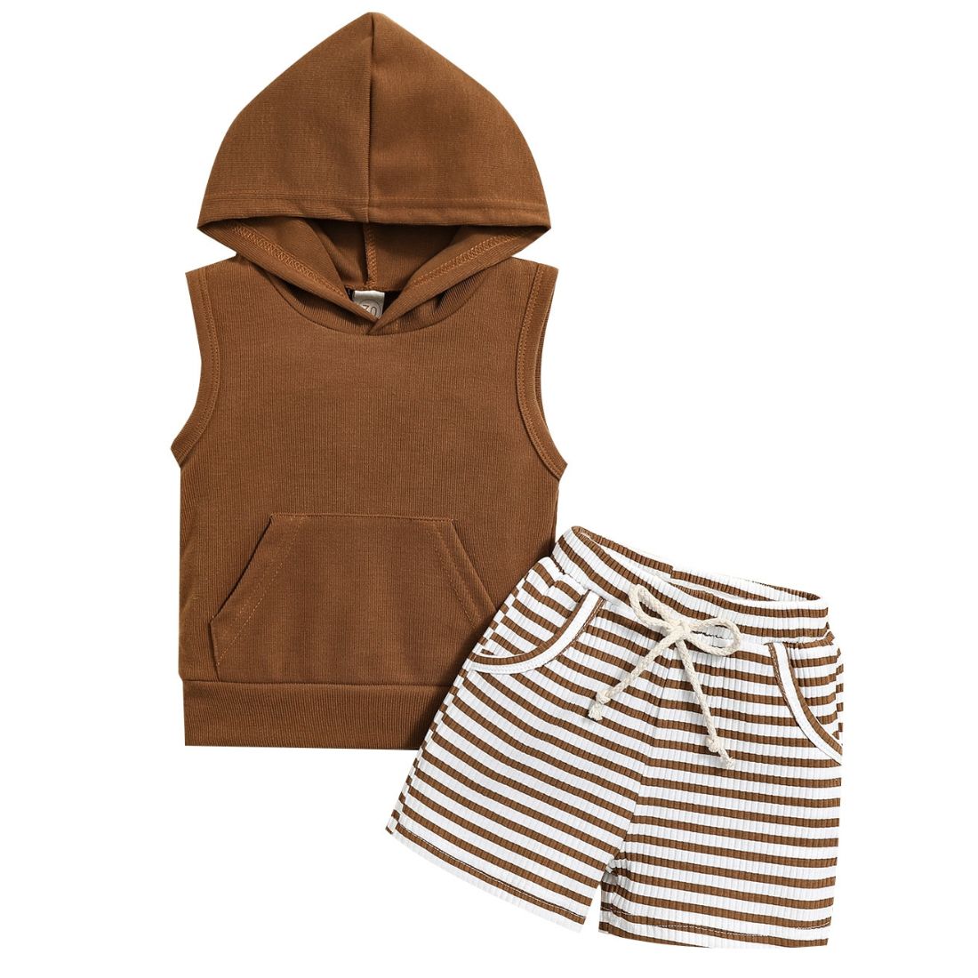Brown Hoodie Stripe Baby Clothing Set