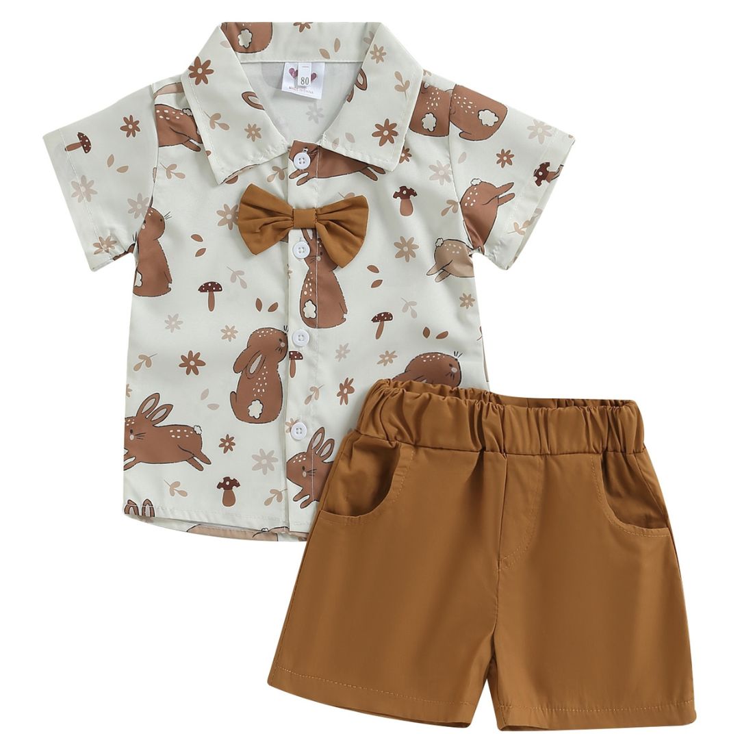 Little Boy Brown Rabbit Button Up 2-Piece Clothing Set - My Trendy Youngsters | Buy on-trend and stylish Baby and Toddler Clothing Sets @ My Trendy Youngsters - Dress your little one in Style @ My Trendy Youngsters
