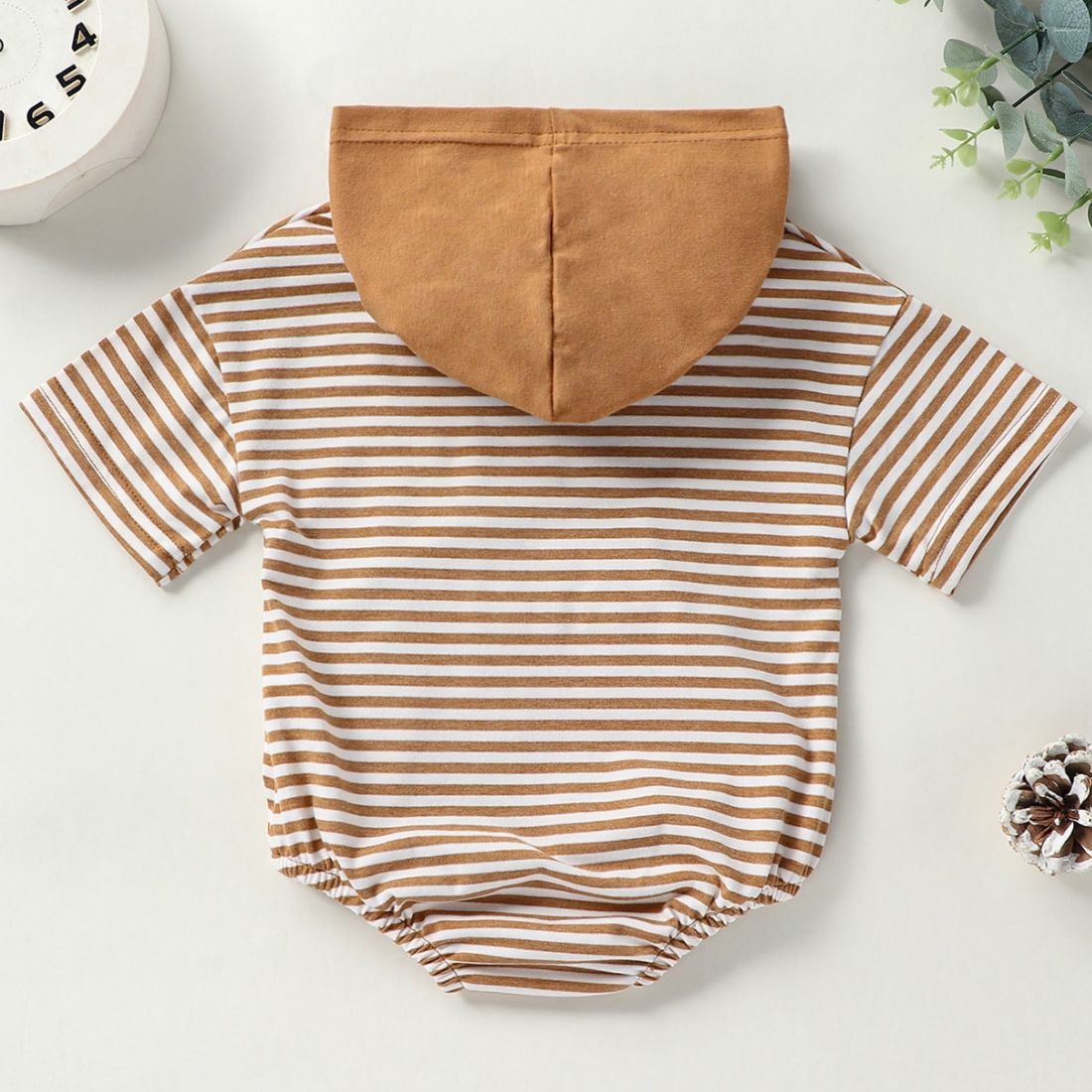 Stripe Hooded Baby Boy Bodysuit