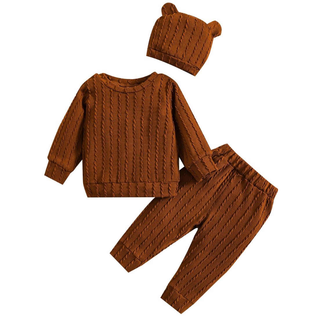 Brown Textured Braid Baby Clothing Set