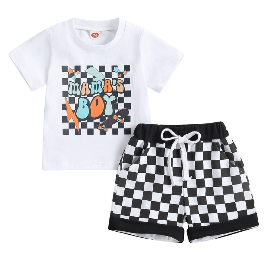 Checkered Mamas Boy Baby Clothing Set