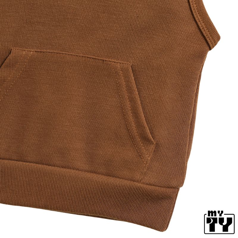 Close up of Brown Hoodie Stripe Baby Clothing Set