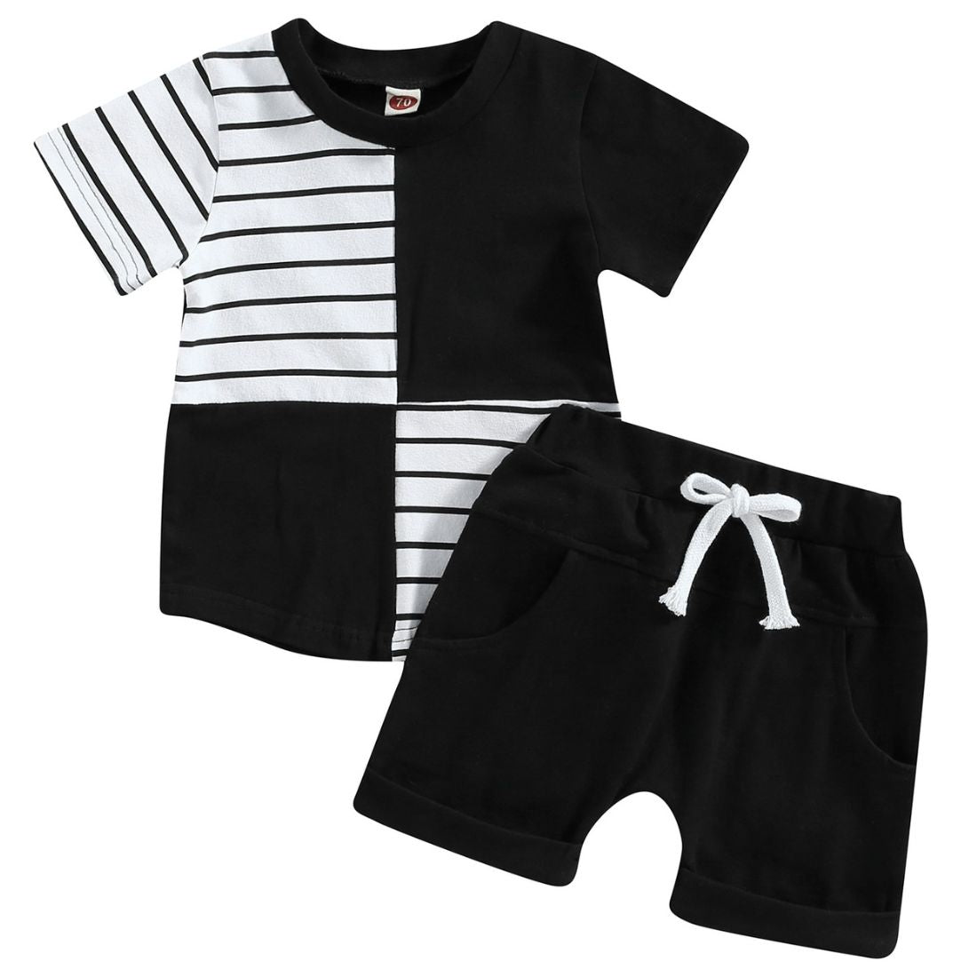 Little Boy Color Block Striped 2-Piece Clothing Set - My Trendy Youngsters | Buy on-trend and stylish Baby and Toddler Clothing Sets @ My Trendy Youngsters - Dress your little one in Style @ My Trendy Youngsters