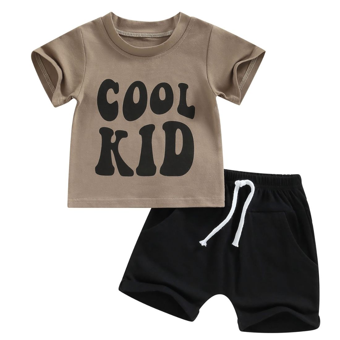 Little Boy Cool Kid Tee Black Shorts 2-Piece Clothing Set - My Trendy Youngsters | Buy on-trend and stylish Baby and Toddler Clothing Sets @ My Trendy Youngsters - Dress your little one in Style @ My Trendy Youngsters 