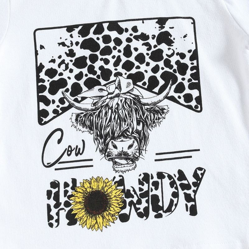 Toddler Girl Cow Howdy Sunflower Flares Set - My Trendy Youngsters | Buy on-trend and stylish Baby and Toddler Clothing Sets @ My Trendy Youngsters - Dress your little one in Style @ My Trendy Youngsters
