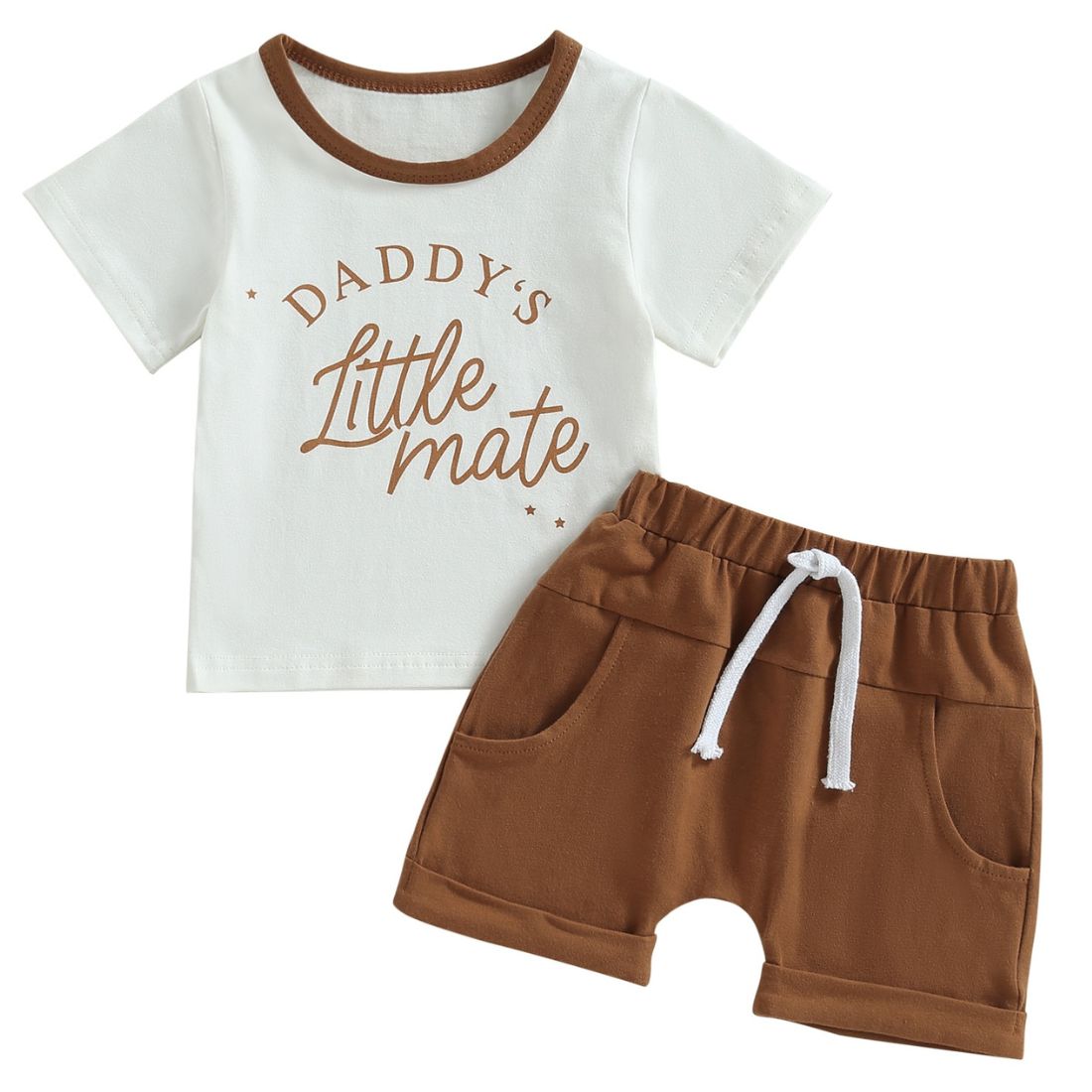 Daddys Little Mate Brown Shorts Set