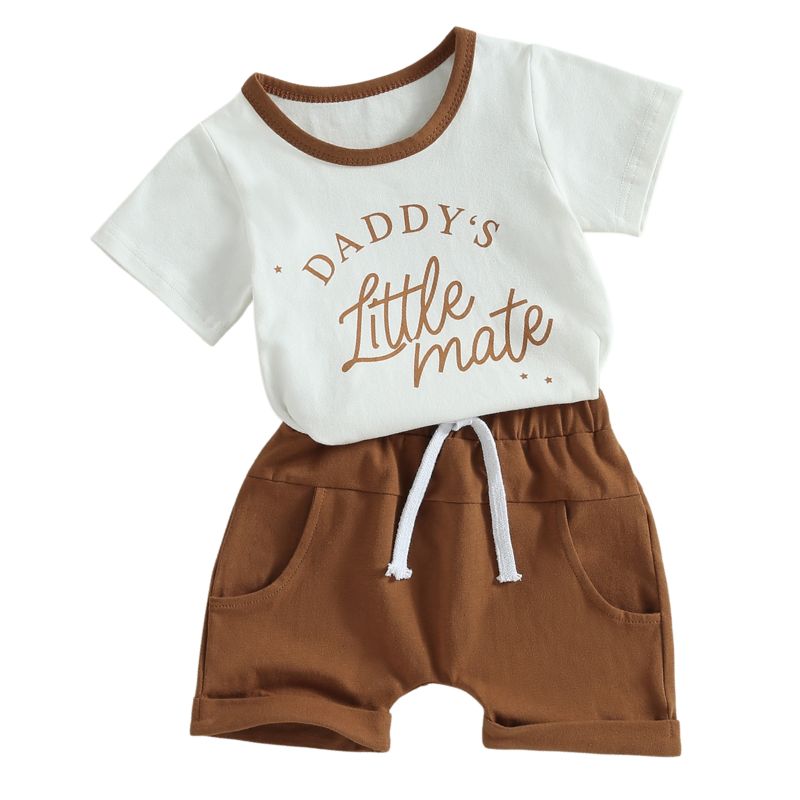 Daddys Little Mate Brown Shorts Set