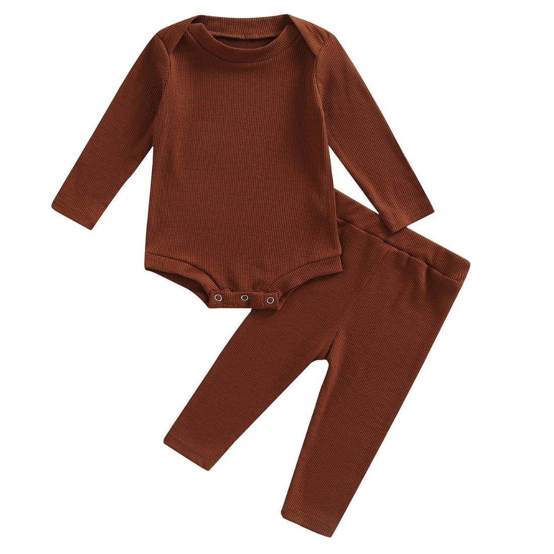 Essential  Brown Ribbed Baby Bodysuit