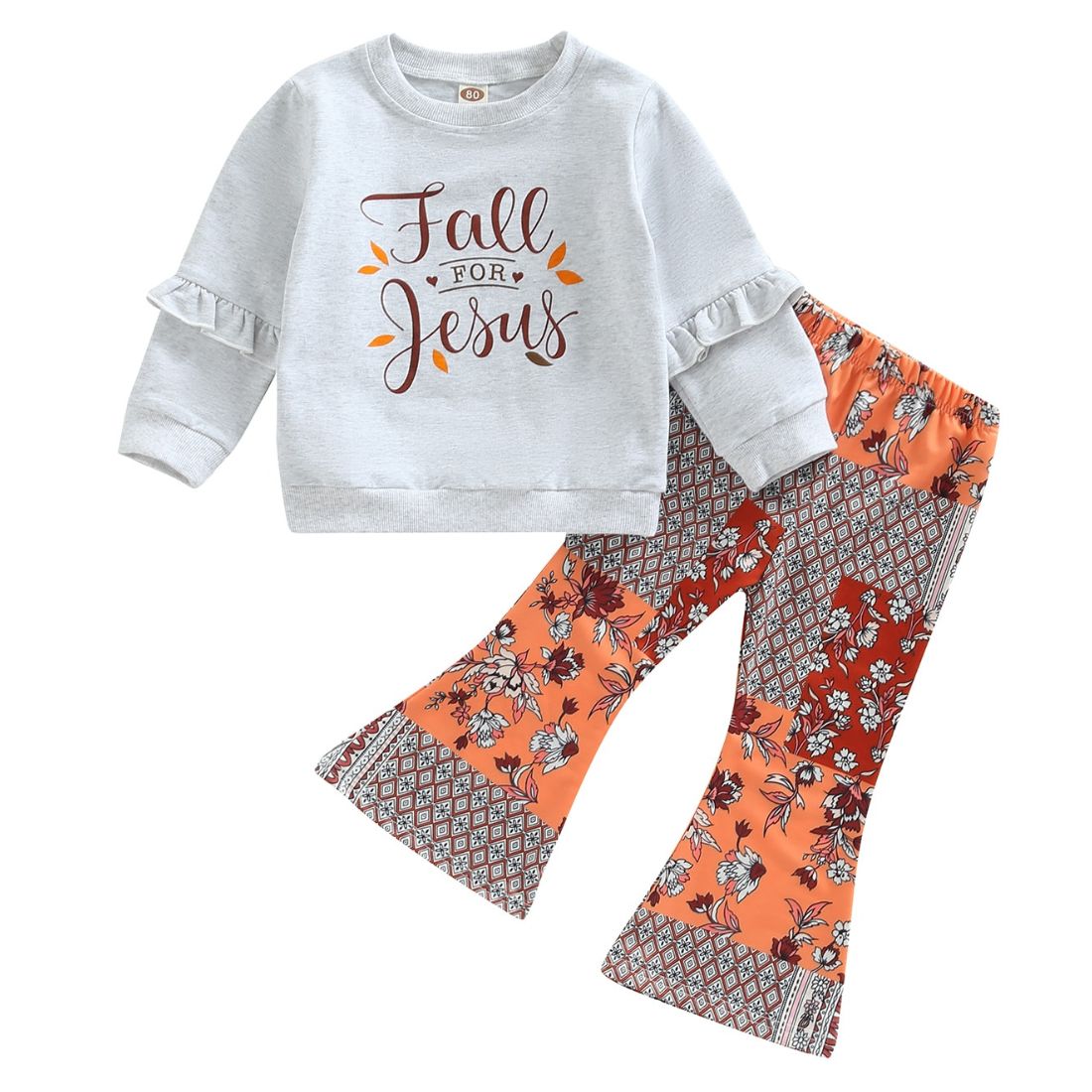 Little Girl Fall For Jesus Sweat Flares Set - My Trendy Youngsters | Buy on-trend and stylish Baby and Toddler Clothing Sets @ My Trendy Youngsters - Dress your little one in Style @ My Trendy Youngsters 