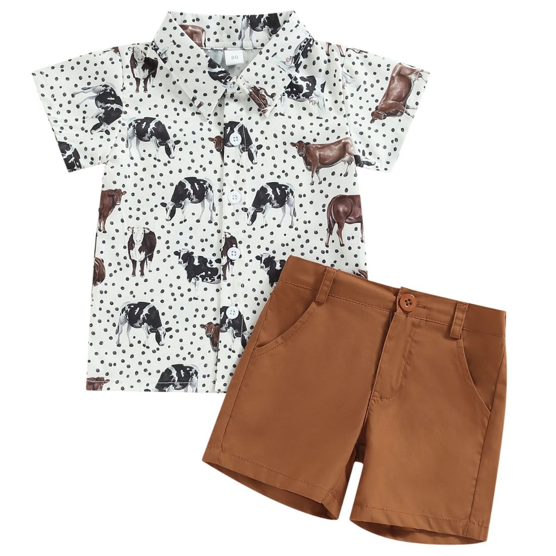 Farm Cows Casual Brown Toddler Clothing Set