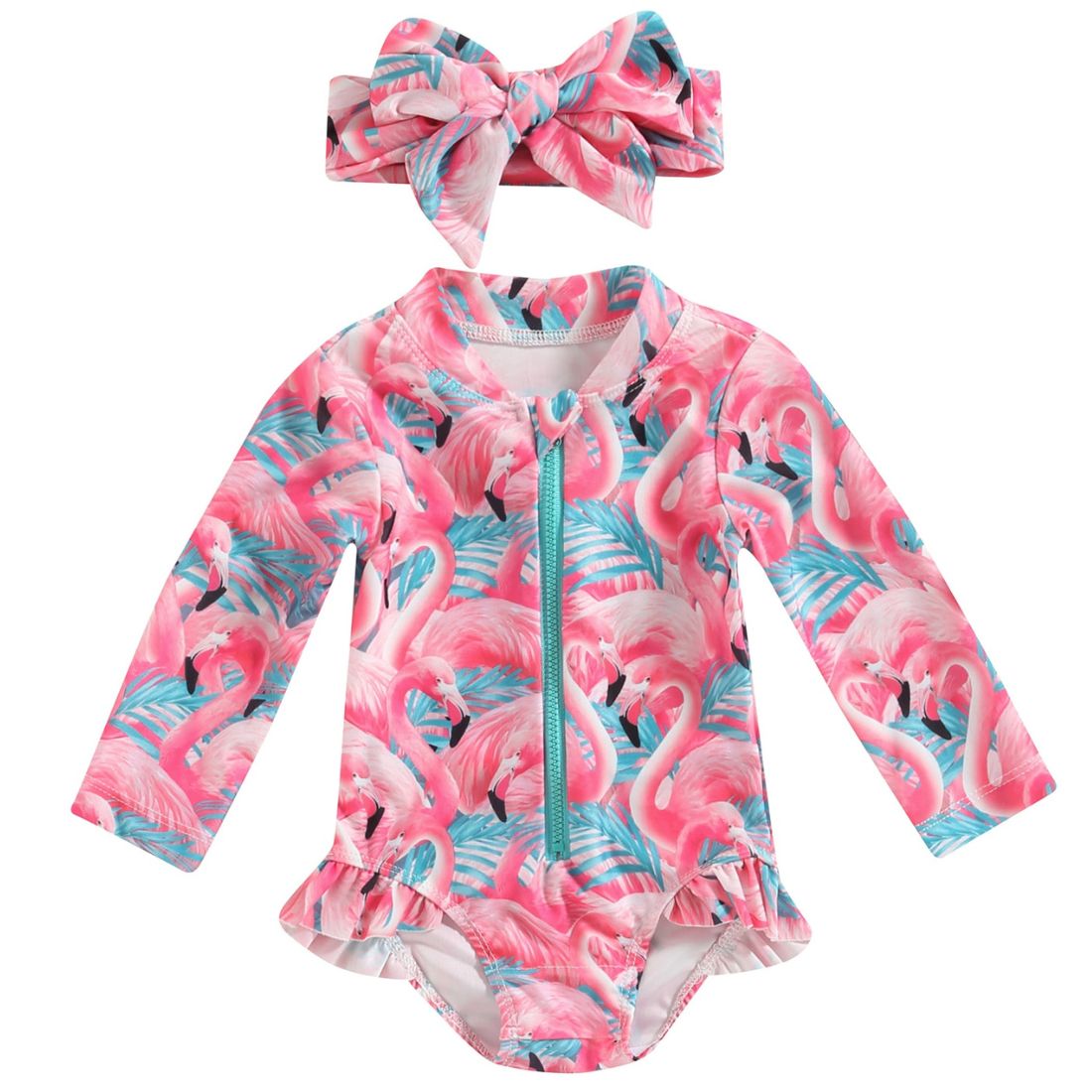 Little Girl Flamingo Long Sleeve Swimsuit Set - My Trendy Youngsters| Buy on-trend and stylish Baby and Toddler Onesies and bodysuits @ My Trendy Youngsters - Dress your little one in Style @ My Trendy Youngsters 