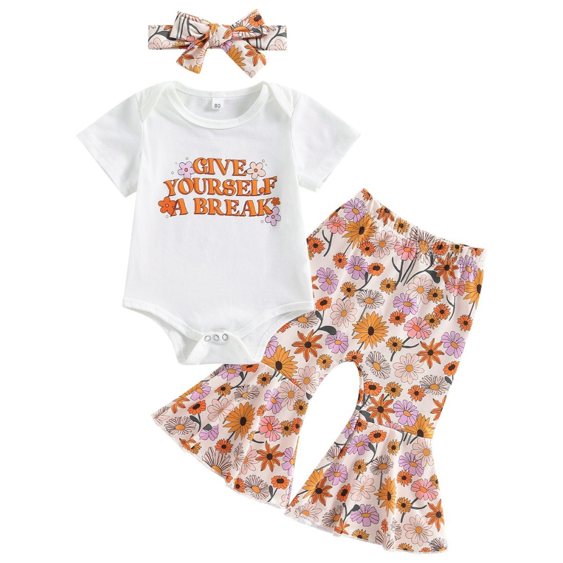 Baby Girl Give Yourself A Break Flares 2-Piece Clothing Set - MyTy | Buy on-trend and stylish Baby and Toddler Clothing Sets @ My Trendy Youngsters - Dress your little one in Style @ My Trendy Youngsters 