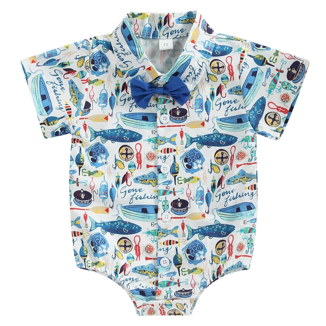 Baby Boy Gone Fishin Collar Bodysuit - My Trendy Youngsters - Show Now! Discover the trendiest bodysuits for your little man! Get yours today!