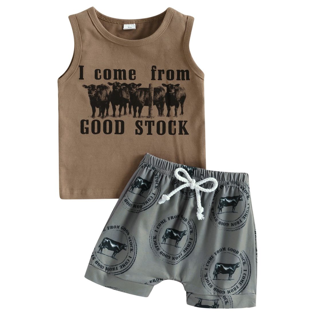 Baby Boy Good Stock Brown Tank 2-Piece Clothing Set - My Trendy Youngsters | Buy on-trend and stylish Baby and Toddler Clothing Sets @ My Trendy Youngsters - Dress your little one in Style @ My Trendy Youngsters 