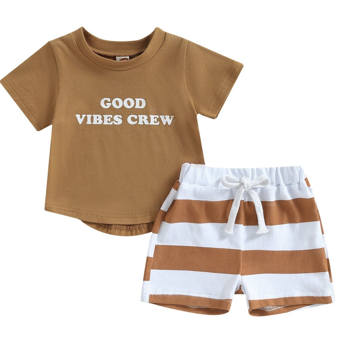 Little Boy Good Vibes Crew 2-Piece Outfit Set- My Trendy Youngsters | Buy Trendy and Afforable Baby and Toddler Clothing Sets @ My Trendy Youngsters - Dress your little man in Style @ My Trendy Youngsters 