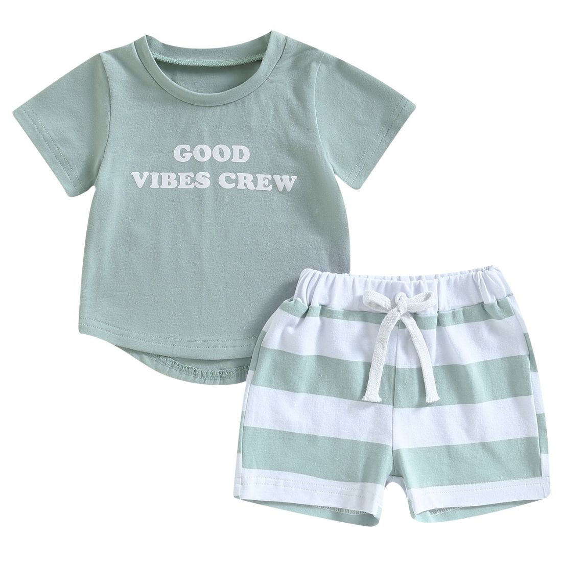 Little Boy Good Vibes Crew 2-Piece Outfit Set- My Trendy Youngsters | Buy Trendy and Afforable Baby and Toddler Clothing Sets @ My Trendy Youngsters - Dress your little man in Style @ My Trendy Youngsters 