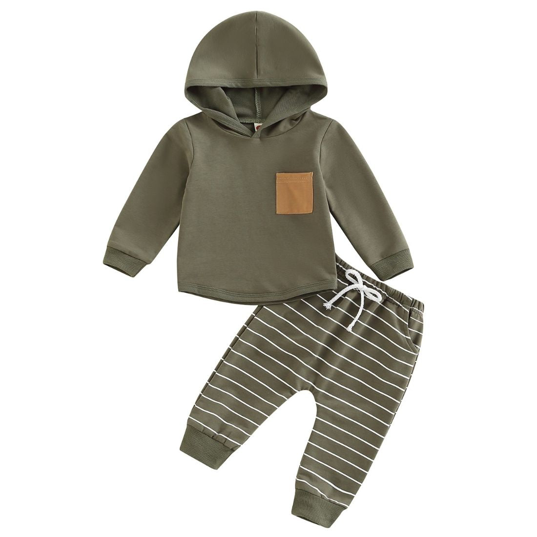Pocket Green Striped Pants Toodler Clothing Set