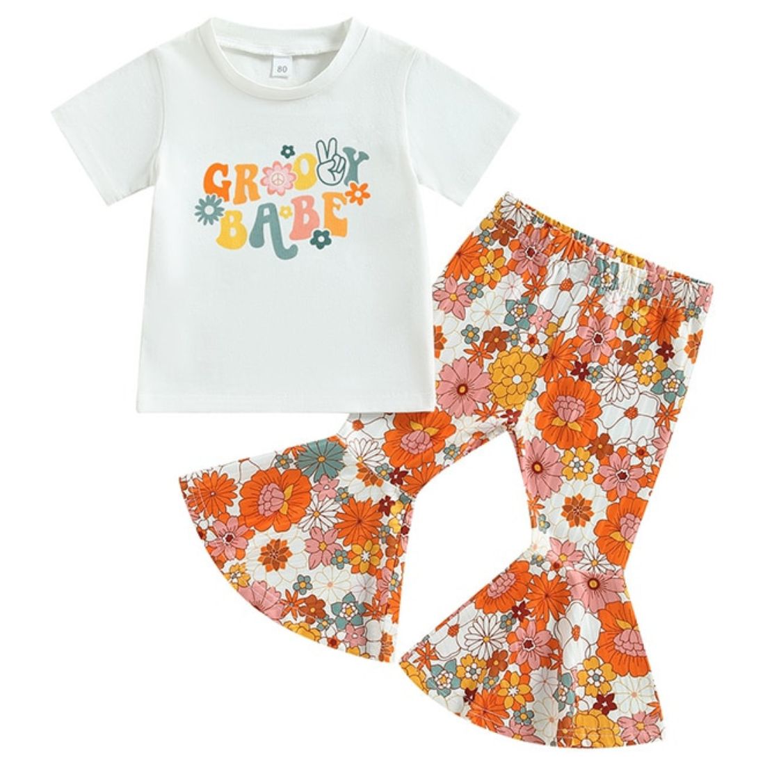 Little Girl Groovy Babe Floral Flares 2-Piece Clothing Set - My Trendy Youngsters | Buy on-trend and stylish Baby and Toddler Clothing Sets @ My Trendy Youngsters - Dress your little one in Style @ My Trendy Youngsters 