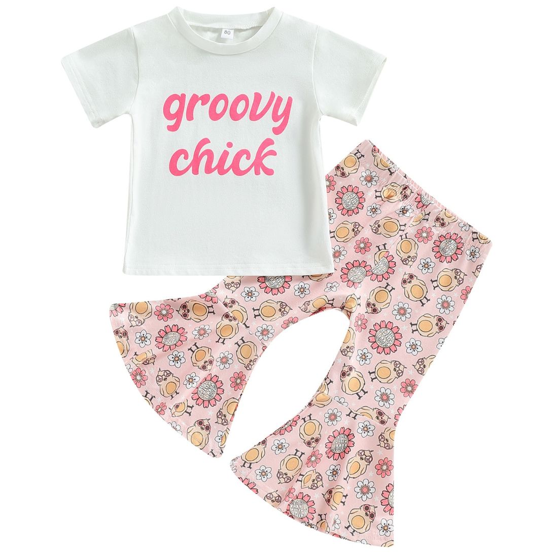 Little Girl Groovy Chick Tee Flares Toddler Set - My Trendy Youngsters | Buy on-trend and stylish Baby and Toddler Clothing Sets @ My Trendy Youngsters - Dress your little one in Style @ My Trendy Youngsters 
