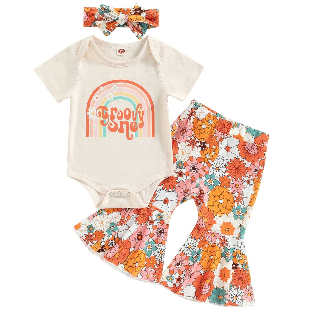 Baby Girl Short Sleeve Groovy One Bodysuit Clothing Set - MyTy | Buy on-trend and stylish Baby and Toddler Clothing Sets @ My Trendy Youngsters - Dress your little one in Style @ My Trendy Youngsters 