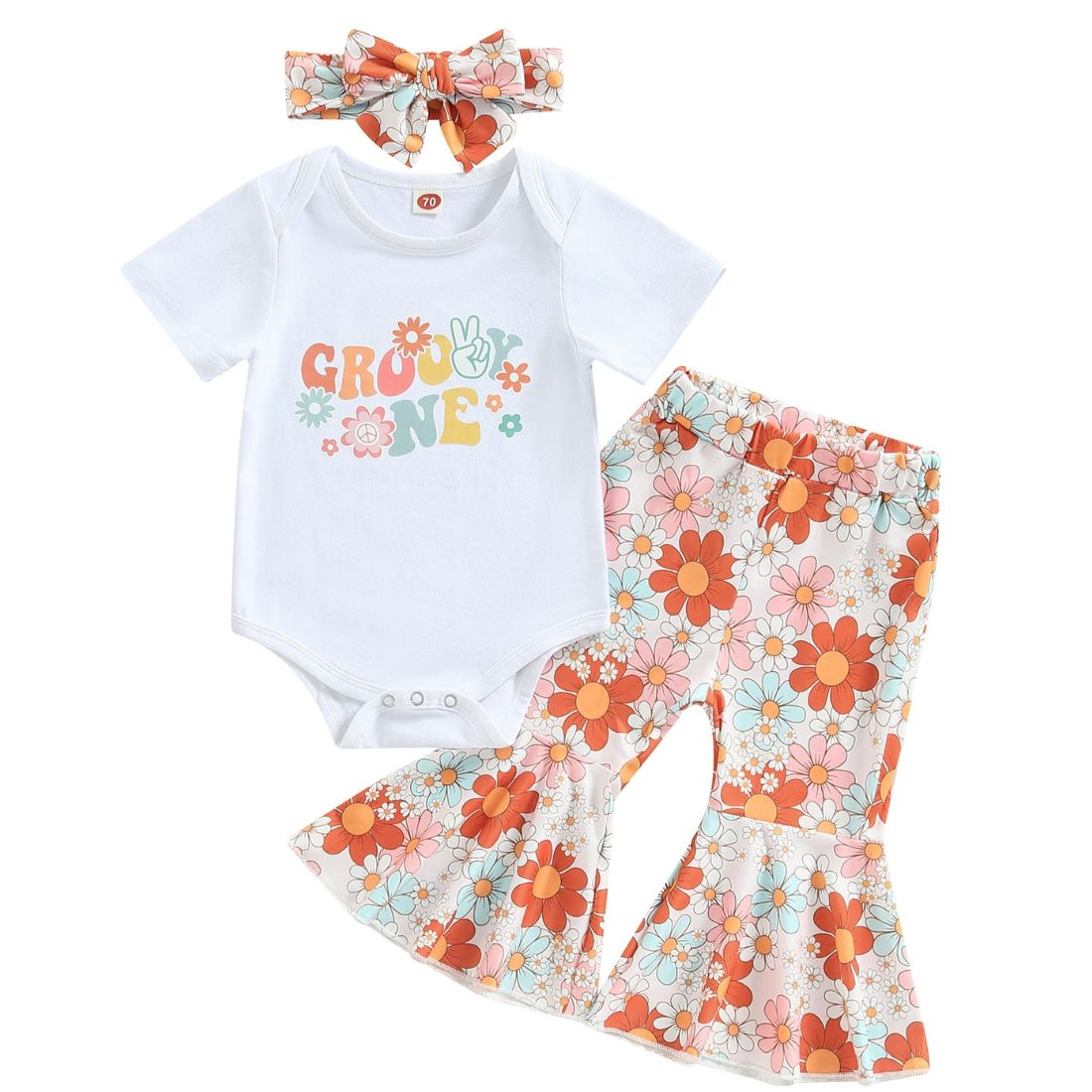 Baby Girl Short Sleeve Groovy One Bodysuit Clothing Set - MyTy | Buy on-trend and stylish Baby and Toddler Clothing Sets @ My Trendy Youngsters - Dress your little one in Style @ My Trendy Youngsters 