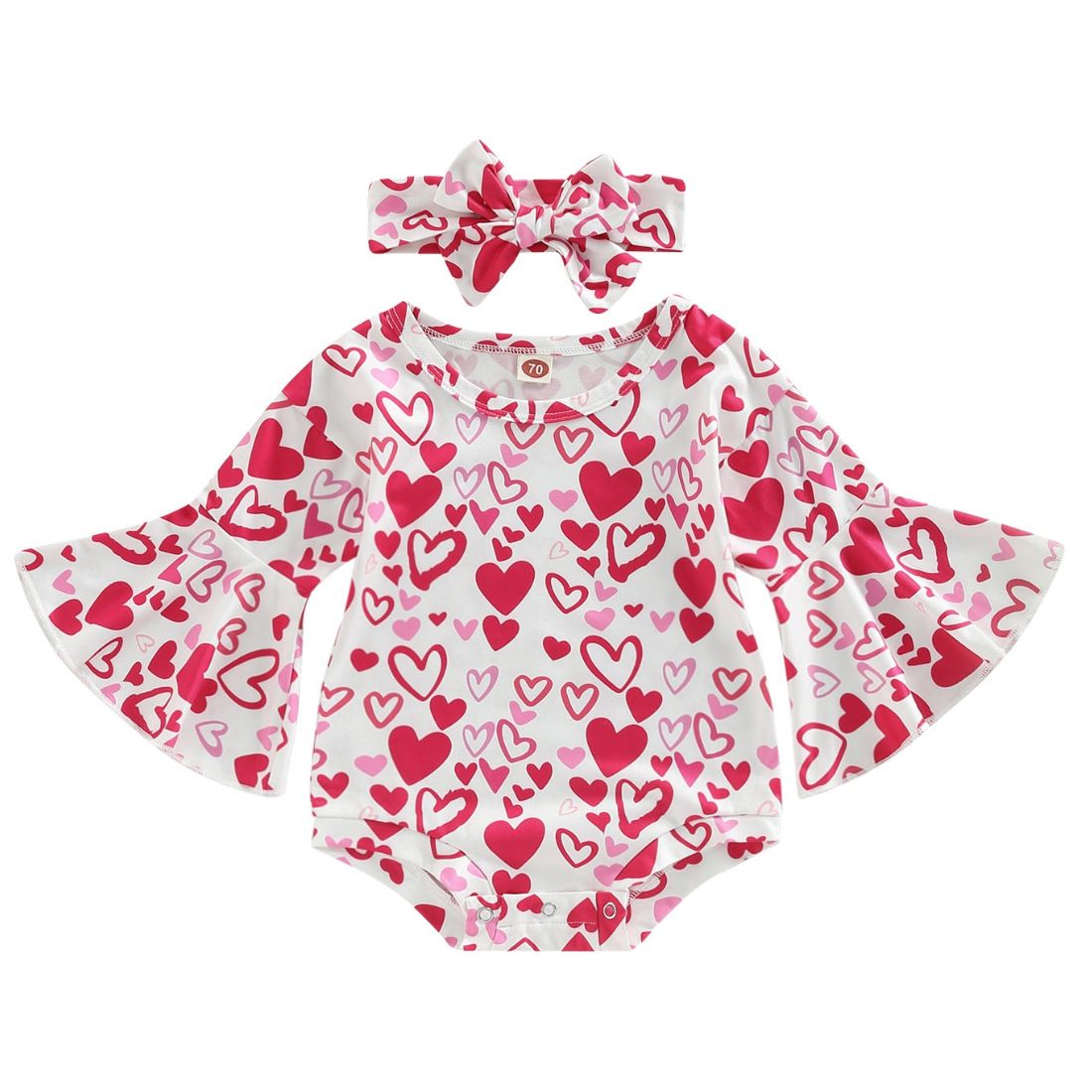 Hearts Flared Baby Girl Bodysuit