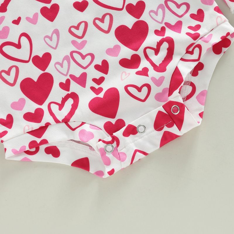 Up close of Hearts Flared Baby Girl Bodysuit