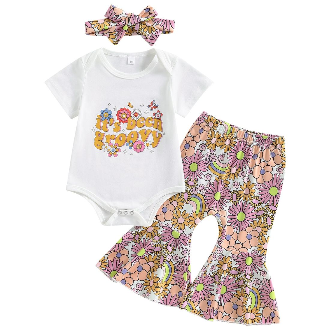 Baby Girl It's Been Groovy Bodysuit 2 Piece Clothing Set - MyTy | Buy on-trend and stylish Baby and Toddler Clothing Sets @ My Trendy Youngsters - Dress your little one in Style @ My Trendy Youngsters 