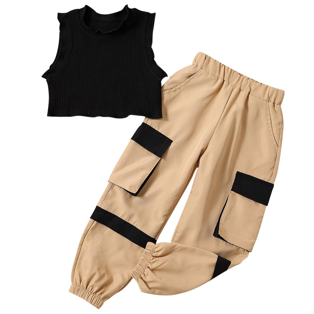 Little Girl Jarelia Cargo Pants 2 Piece Clothing Set - MyTy | Buy on-trend and stylish Baby and Toddler Clothing Sets @ My Trendy Youngsters - Dress your little one in Style @ My Trendy Youngsters 