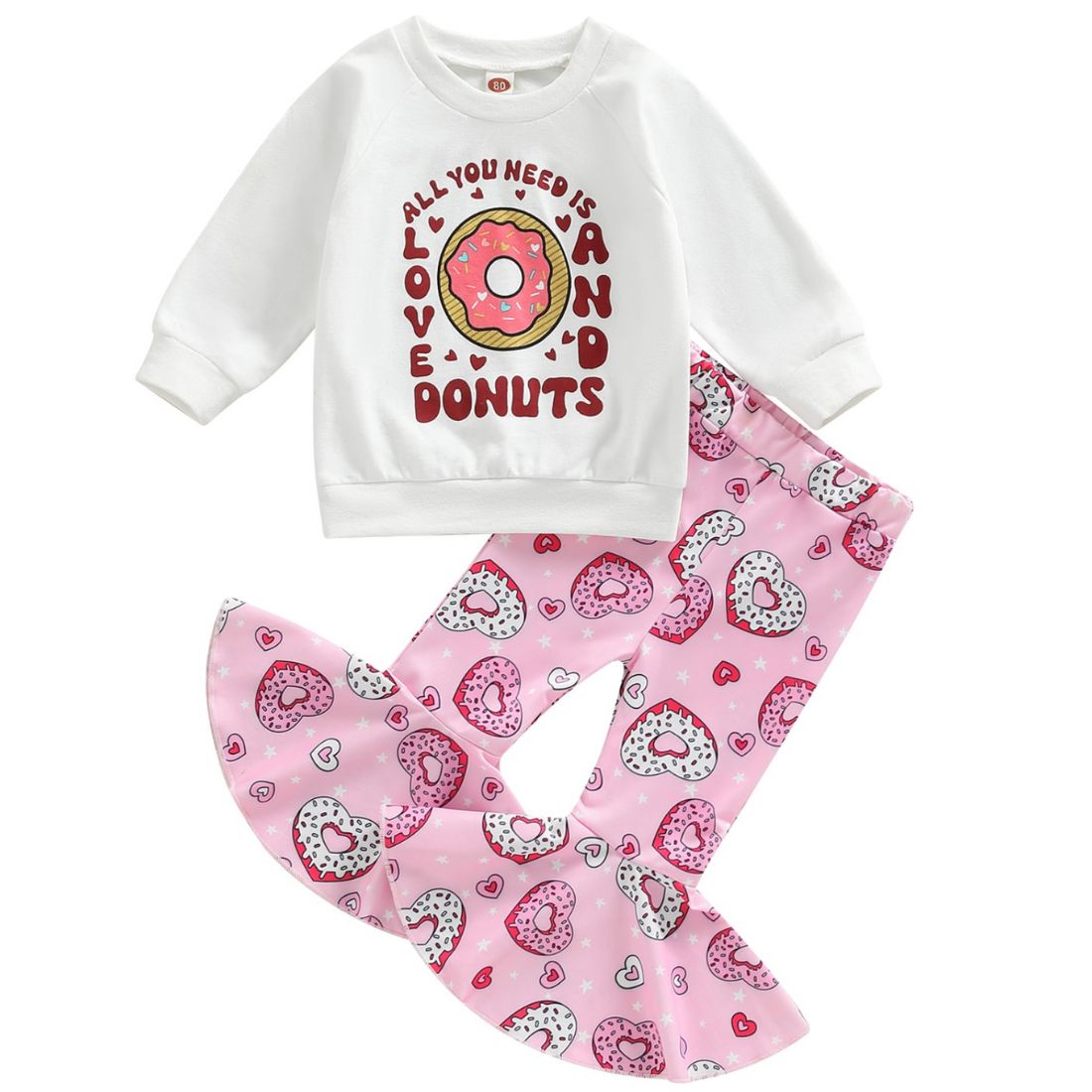 Love Donuts Sweaty Flares Toddler Girl Set