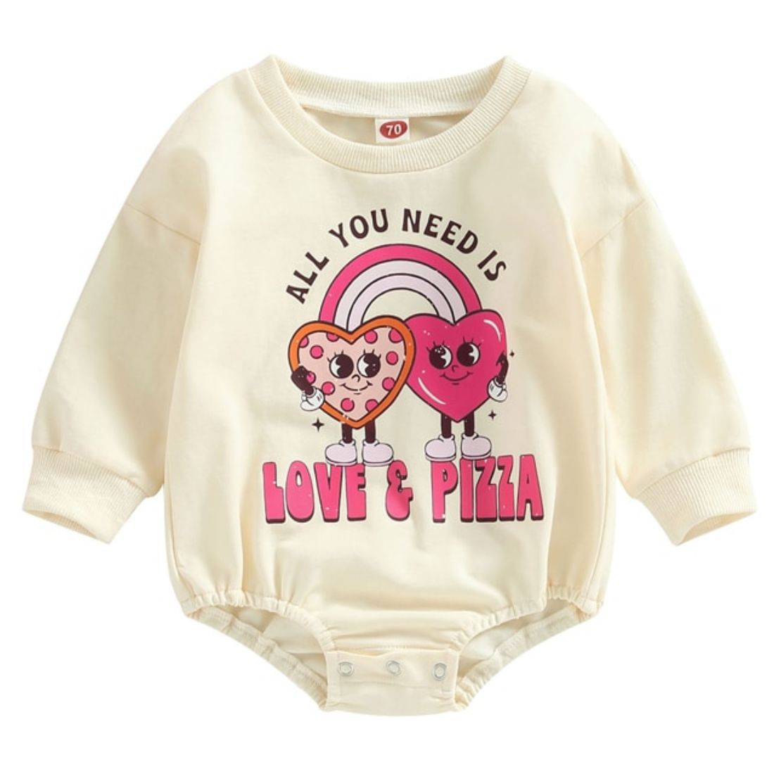 Baby Girl Long Sleeve Love and Pizza Bodysuit - My Trendy Youngsters |  Buy on-trend and stylish Baby and Toddler Onesies and bodysuits @ My Trendy Youngsters - Dress your little one in Style @ My Trendy Youngsters