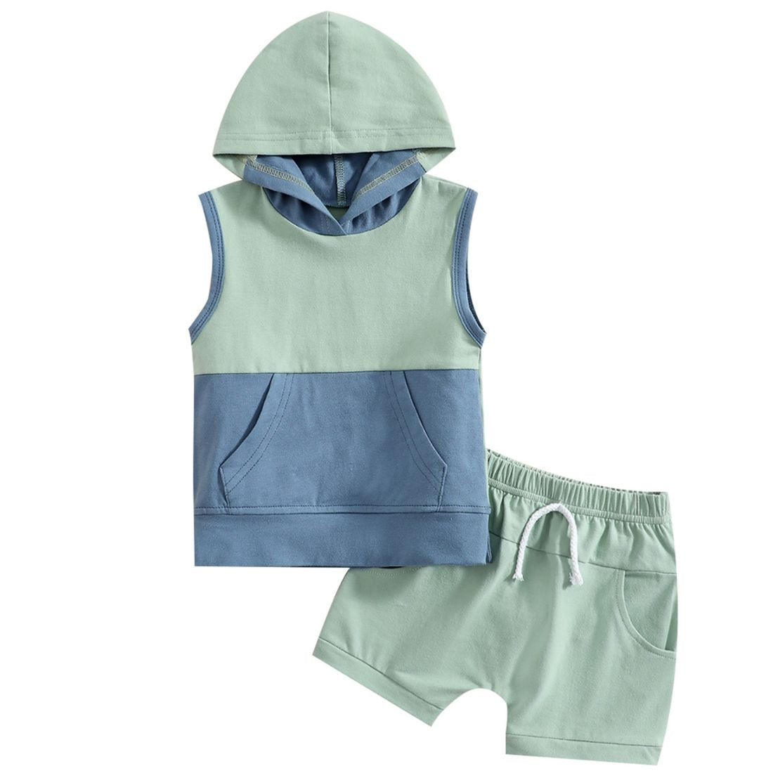 Baby Boy Patchwork Pocket Hoodie Tank 2-Piece Clothing Set - My Trendy Youngsters | Buy on-trend and stylish Baby and Toddler Clothing Sets @ My Trendy Youngsters - Dress your little one in Style @ My Trendy Youngsters