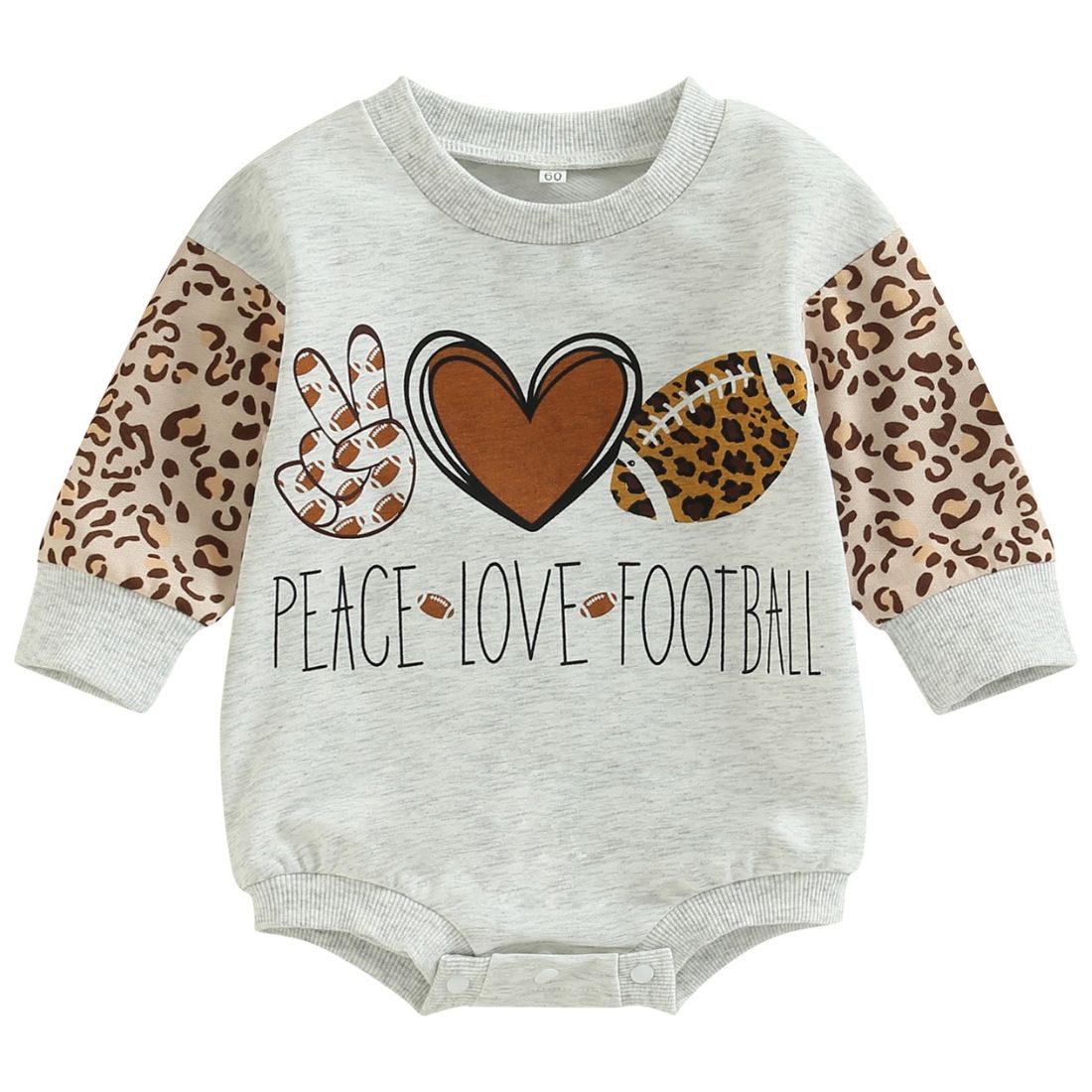 Baby Girl Long Sleeve Peace Love Football Bodysuit - Myty |  Buy on-trend and stylish Baby and Toddler Onesies and bodysuits @ My Trendy Youngsters - Dress your little one in Style @ My Trendy Youngsters