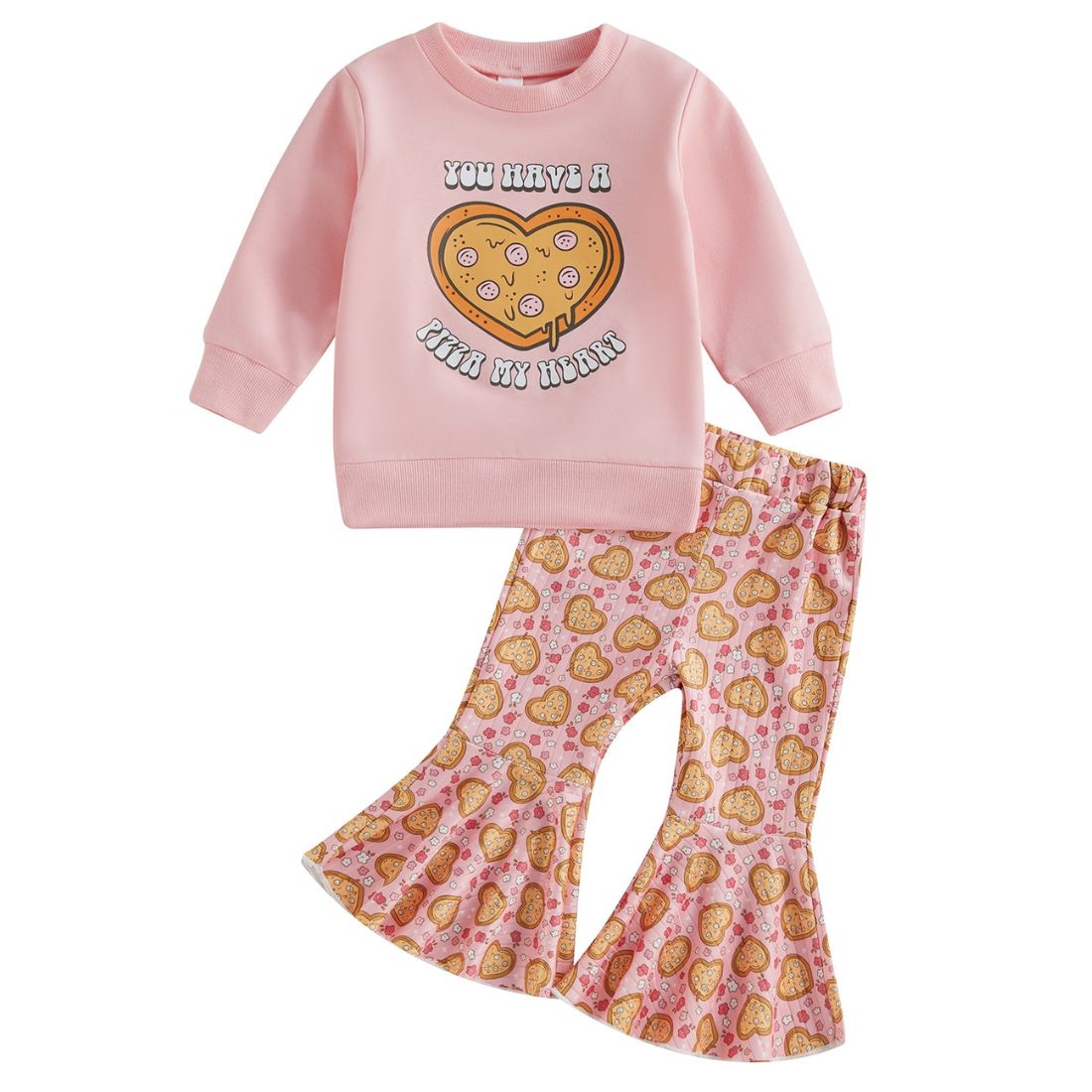 You have A Pizza of My Heart Toddler Sweatshirt + Ribbed Heart Flares 2 Piece Clothing Set - My Trendy Youngsters |Buy on-trend and stylish Baby and Toddler Clothing Sets @ My Trendy Youngsters - Dress your little one in Style @ My Trendy Youngsters 
