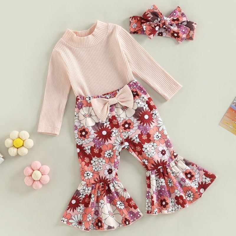 Pink Bow Flares Baby Girl Set
