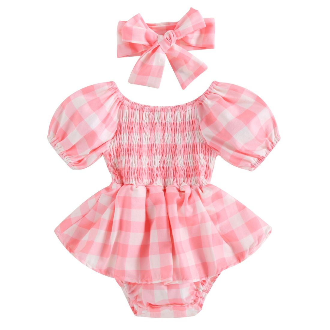 Baby Girl Gingham Style Ruched Bodysuit - My Trendy Youngsters | Buy on-trend and stylish Baby and Toddler Onesies and bodysuits @ My Trendy Youngsters - Dress your little one in Style @ My Trendy Youngsters 