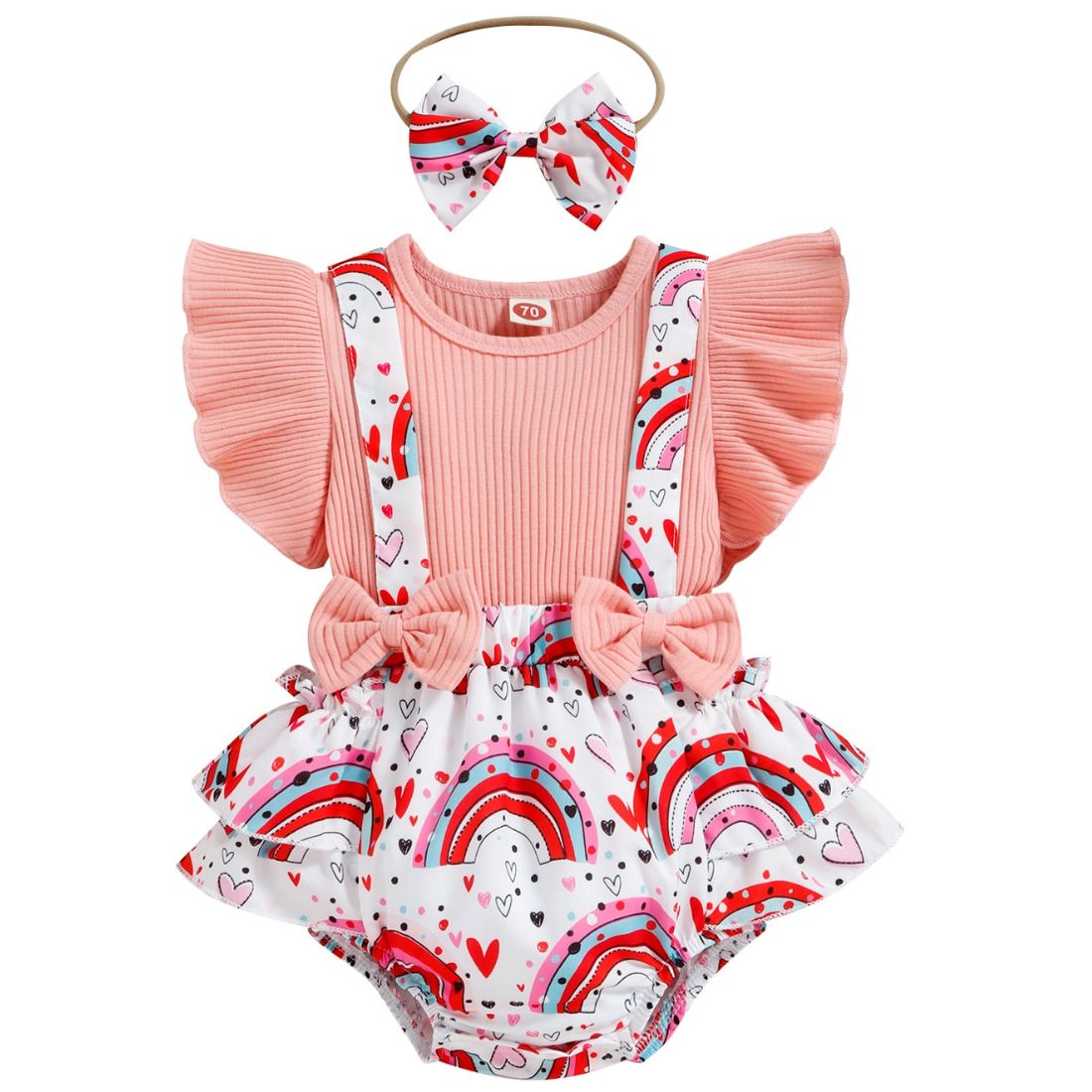 Pink Rainbows Baby Girl Bodysuit set