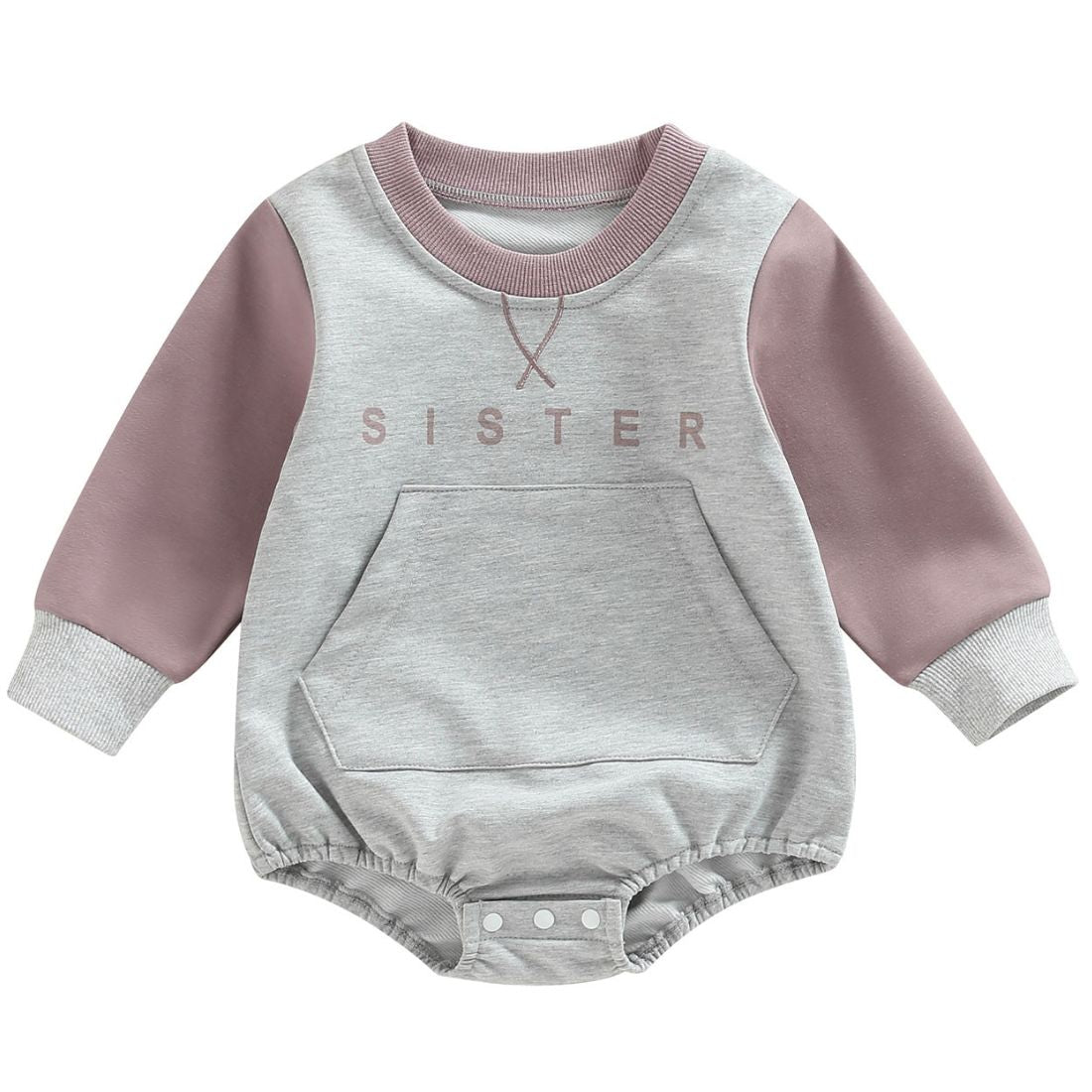 Baby Girl Long Sleeve Pink Sister Pocket Bodysuit-My Trendy Youngsters | Buy on-trend and stylish Baby and Toddler Onesies and bodysuits @ My Trendy Youngsters - Dress your little one in Style @ My Trendy Youngsters 
