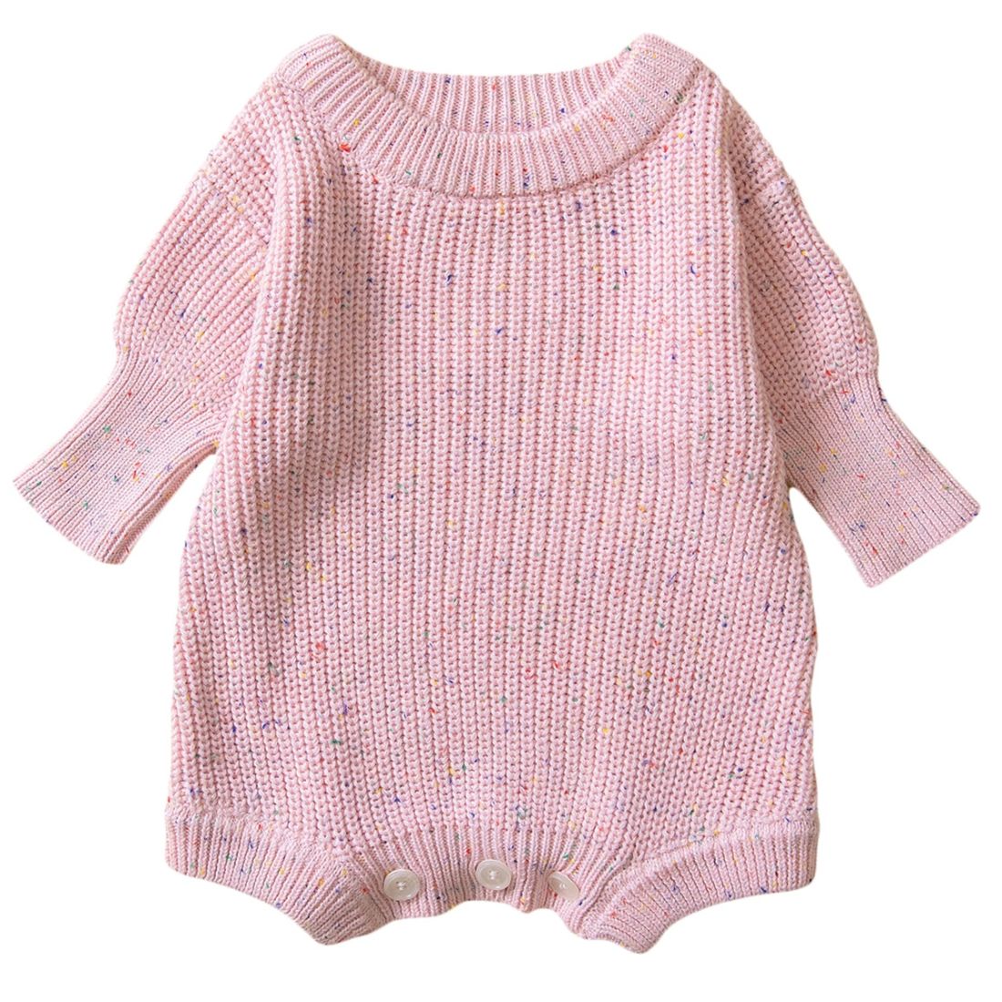 Pink Speckled Knit Baby Girl Bodysuit